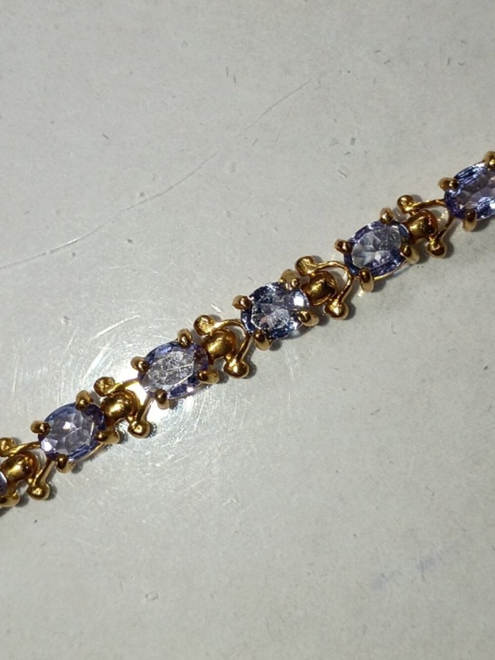 14Kt Yellow Gold 5+Carat Oval Tanzanite Tennis Bracelet